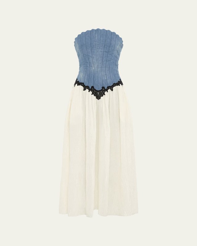 Gleen Strapless Denim Corset Maxi Dress